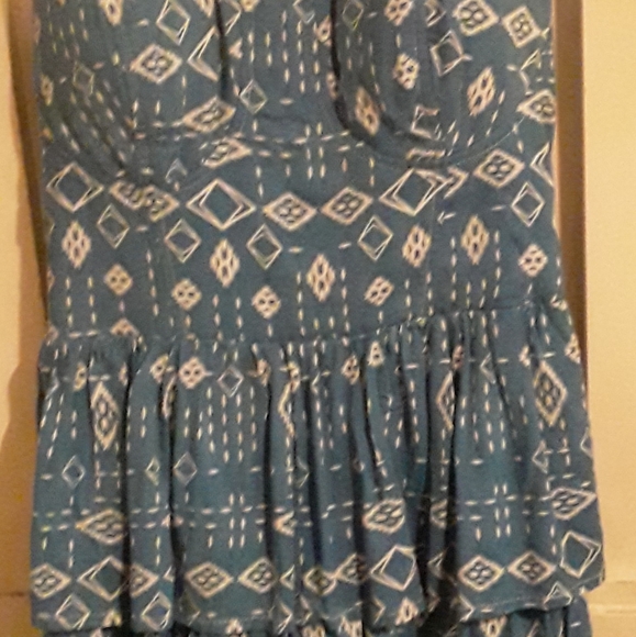 Blue Geometric Print Ruffle Dress - Picture 3 of 4